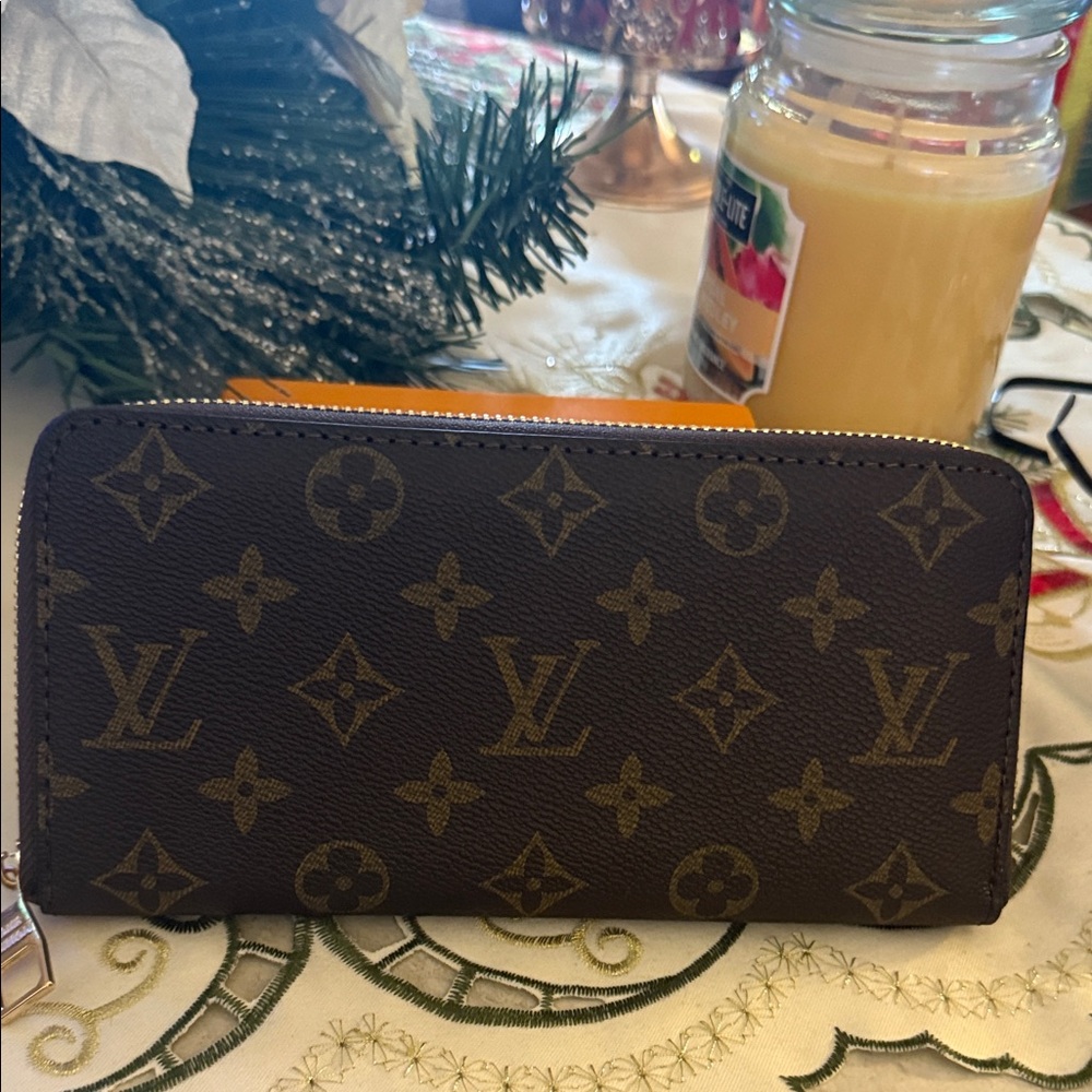 Louis Vuitton Brown and Tan Monogram Zipper Wallet